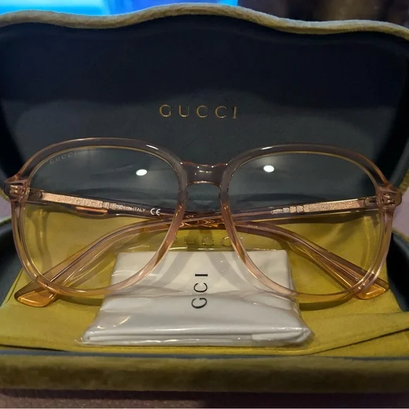 Gucci - Transparent Peach Colored Acetate Sunglasses Gucci - Transparent Peach Colored Acetate Sunglasses main image 3